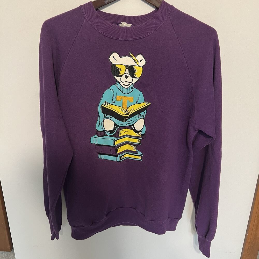 Vintage BJ Design Concepts Teddy Bear Tennessee University Sweatshirt Purple M